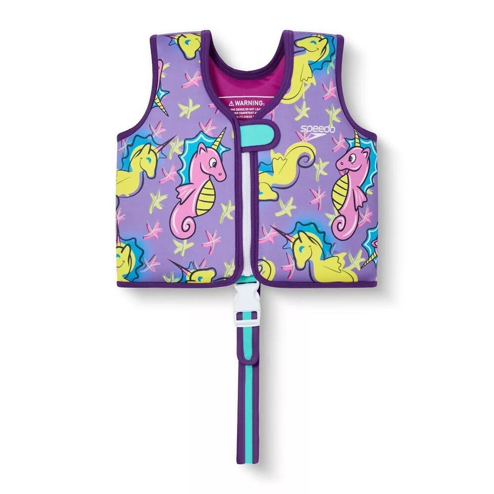 Speedo Kids Swim Vest Purple Seahorse L/XL Ages 4-6 45-60 lbs UV50+ NWT